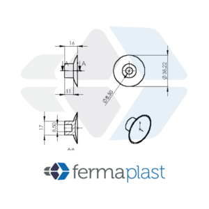Ventosa 40mm PVC Transparente