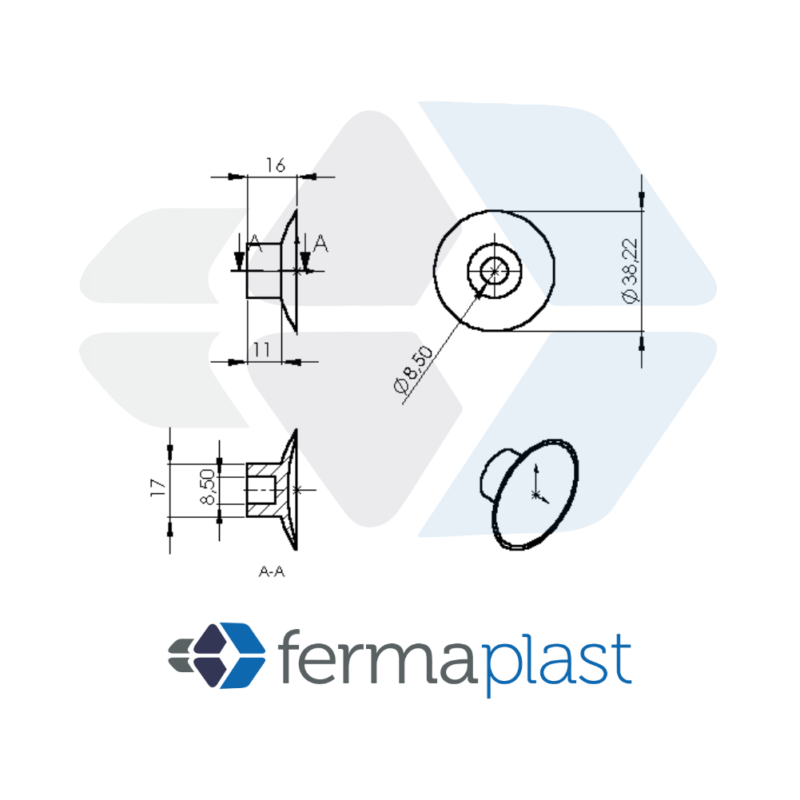 Ventosa 40mm PVC Transparente