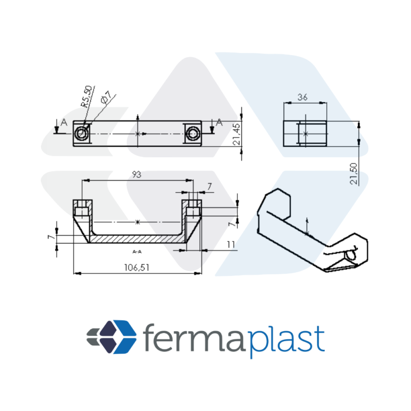 Puxador Alça Reta 92 Mm Nylon