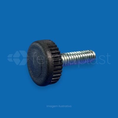 Nivelador 19 x 1/4 x 24 mm de alta resistência para ajuste de altura. Base compacta de 19 mm e rosca 1/4 para móveis e displays. Qualidade Fermaplast. Confira!